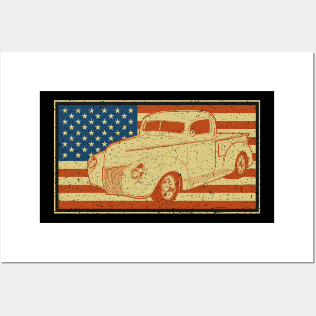 Hot Rod Pickup Truck Wall Art by RadStar